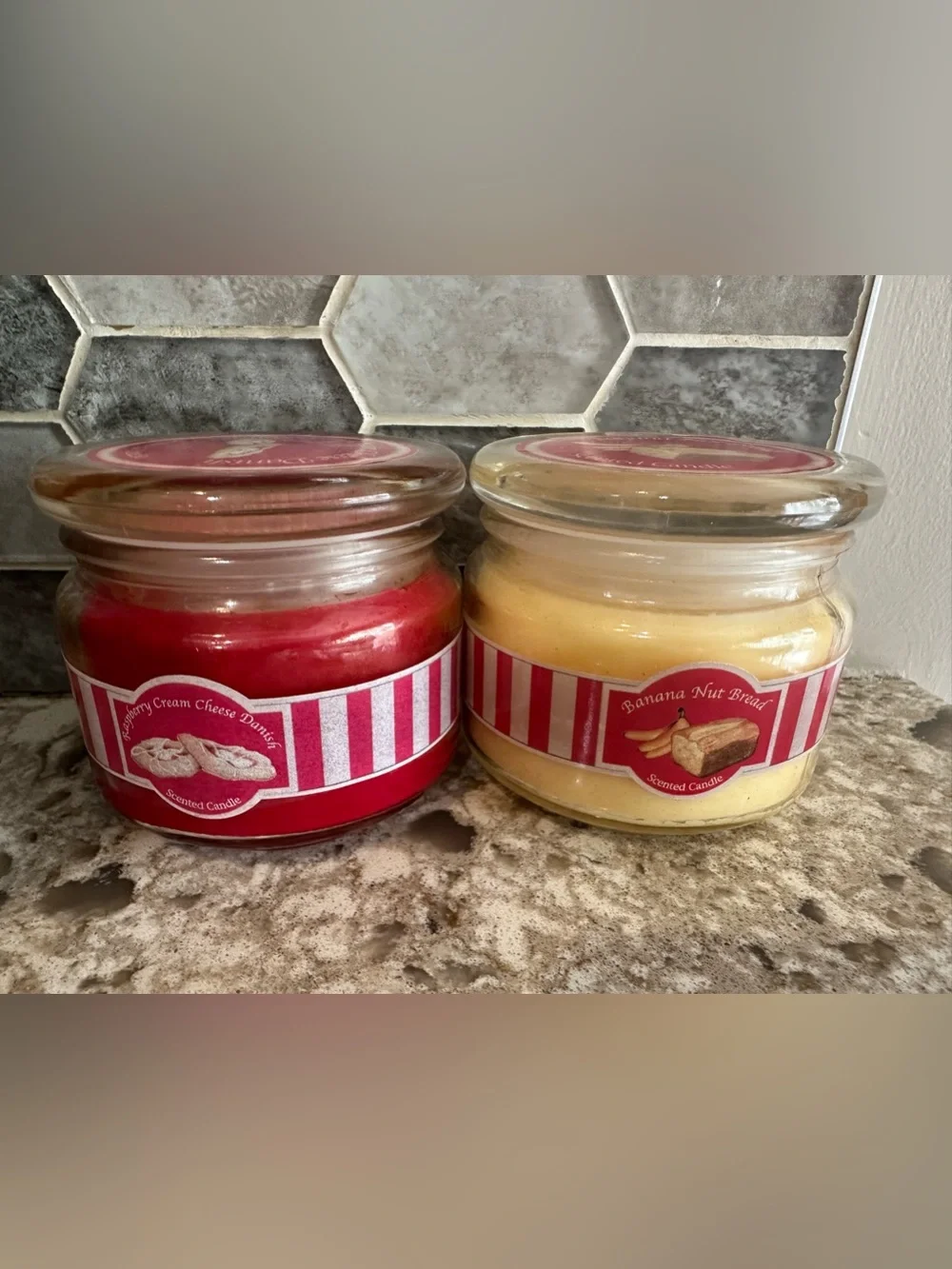 Banana Nut Bread & Raspberry Cheesecake Scented Candle Duo - 2 Jar Set